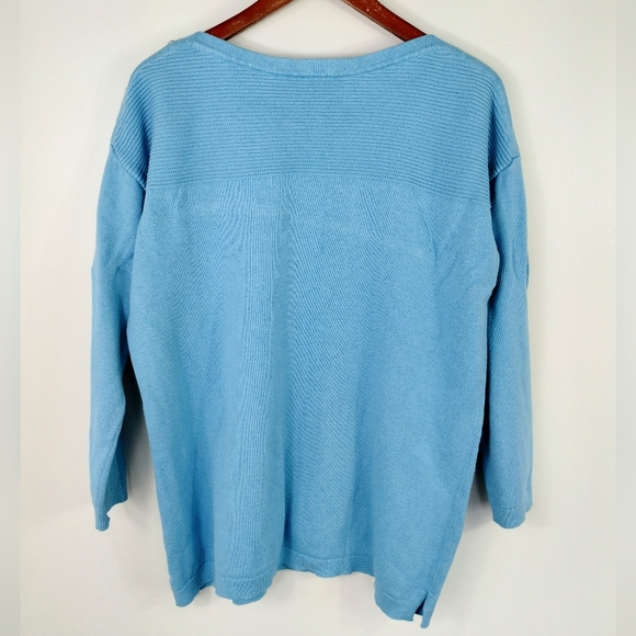 Talbots Contrast Stitch Sweater Blue Size 1X - Picture 8 of 8